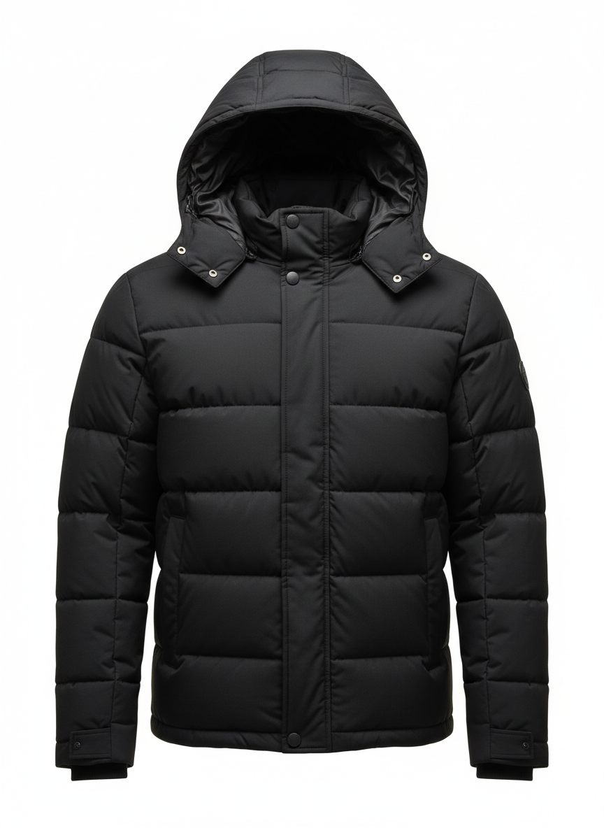 Herren-Winterjacke mit Kapuze und gesteppter Oberfläche