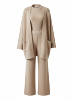 Damen-Strickset aus Oberteil, Strickjacke und Hose