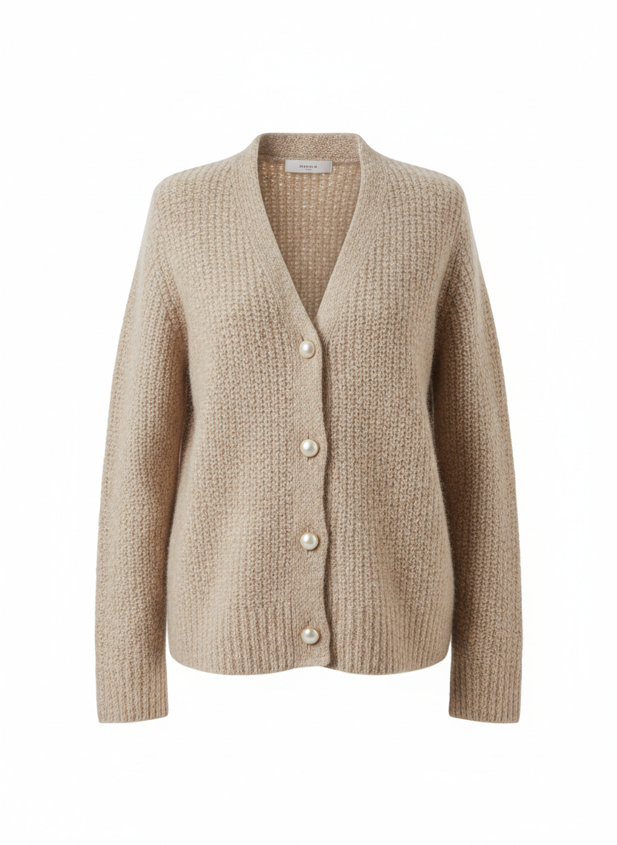 Damenpullover mit Knopfleiste und geradem Schnitt